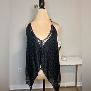 Free People Black Crochet Halter Top